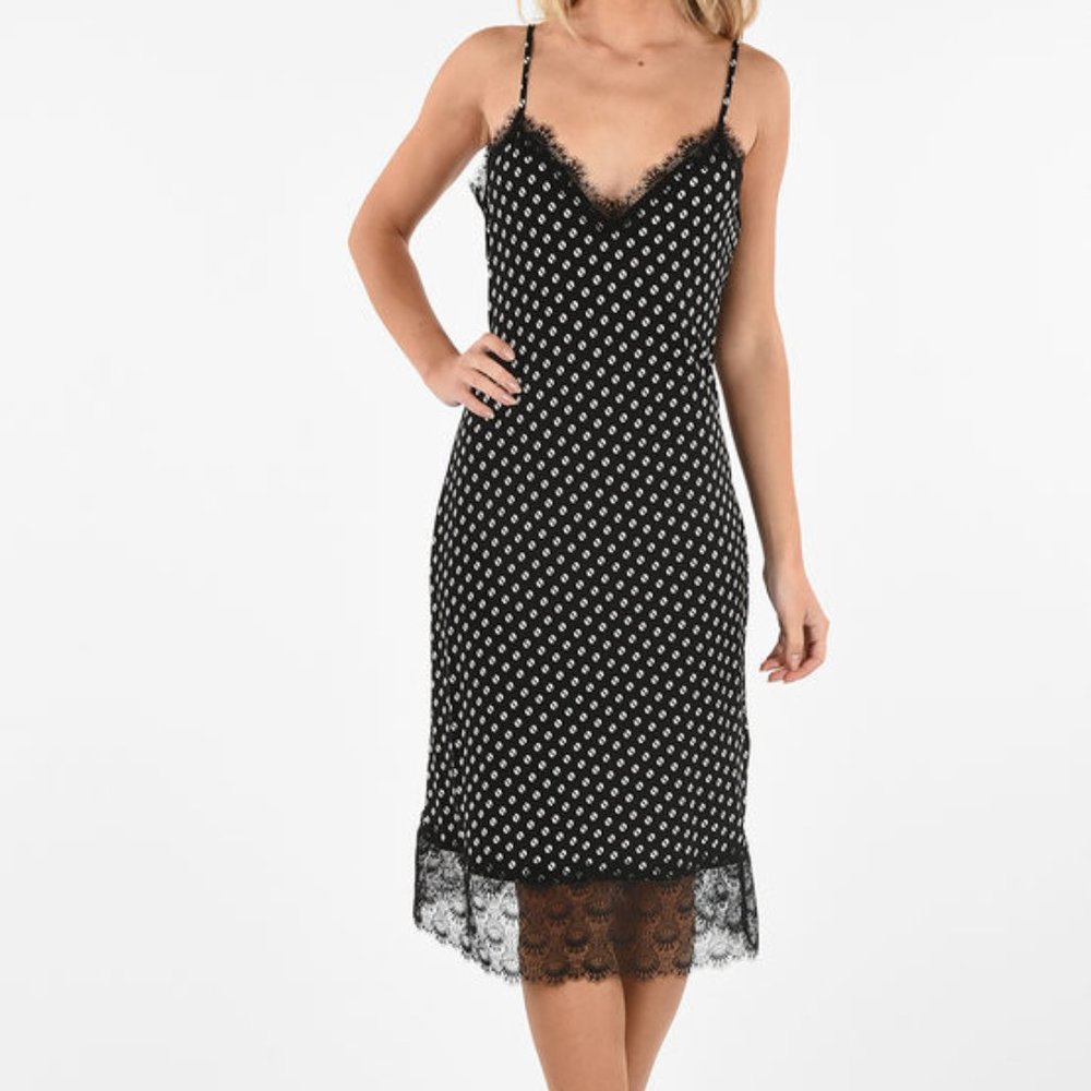 NWOT Michael Kors Lace-Trimmed Printed Stretch-Jersey Dress - Picture 7 of 10